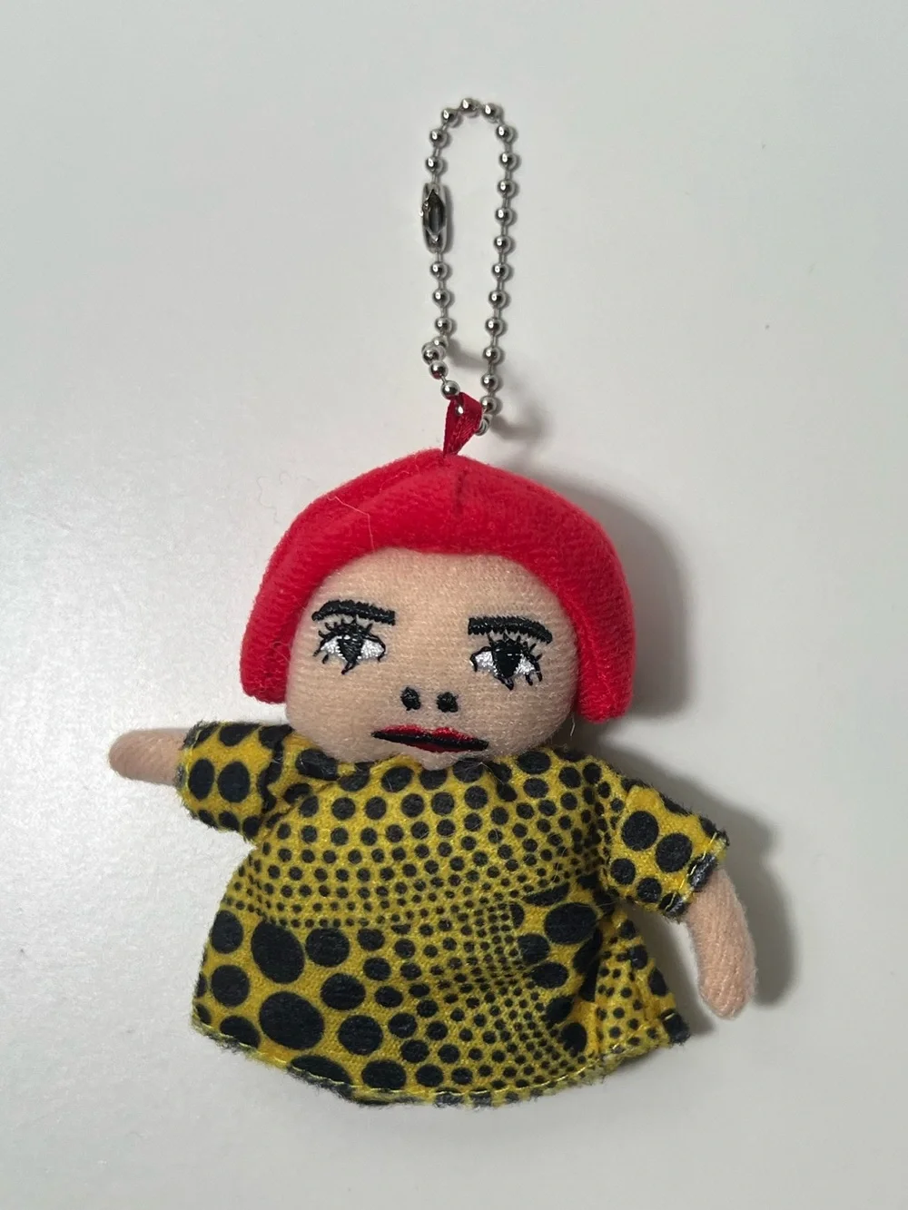 Yayoi Kusama Polka Dot Plush Artist Doll Mascot Bag Charm Keychain